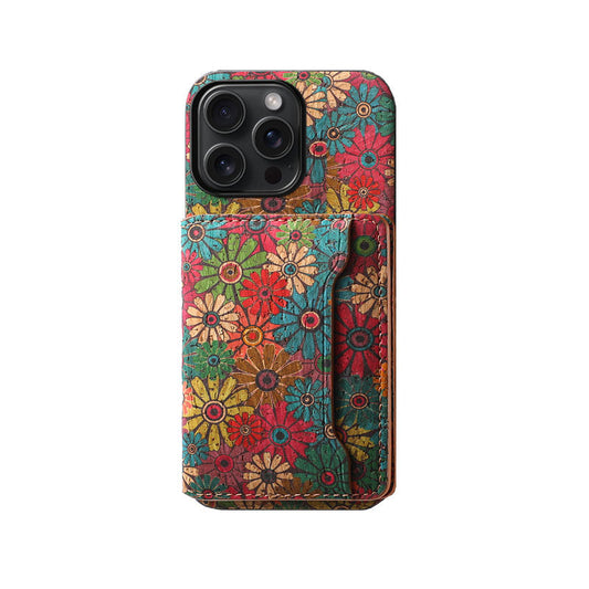 Vintage  Floral seasons Leather Wallet Case  – Boho Chic Protection for iPhone Case