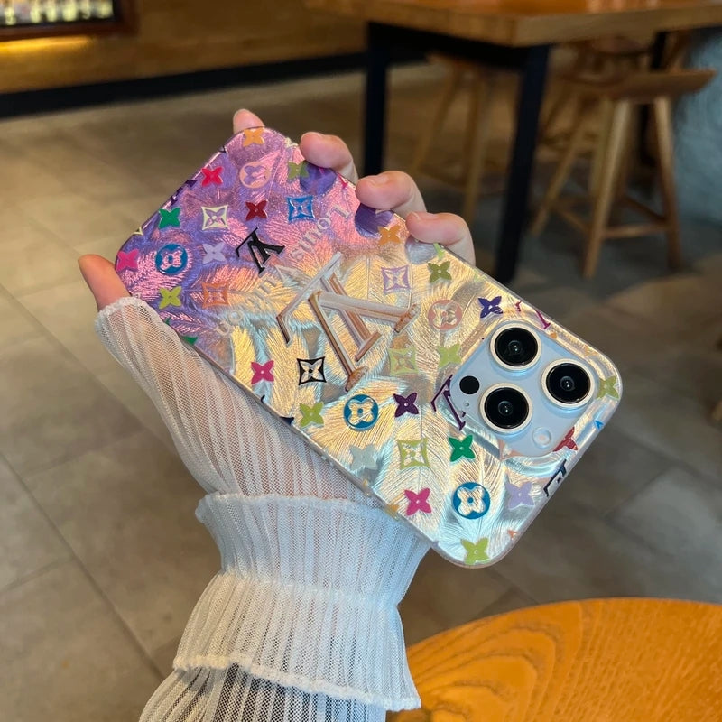 Iridescent Dreams – Holographic LV-Inspired iPhone Case