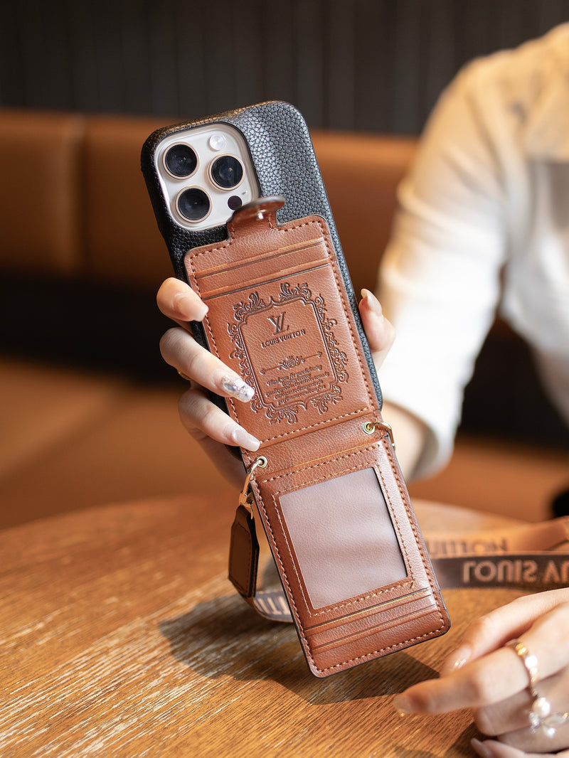 2025new arrivalAdvanced leather iPhone Case With Card Wallet And Strap