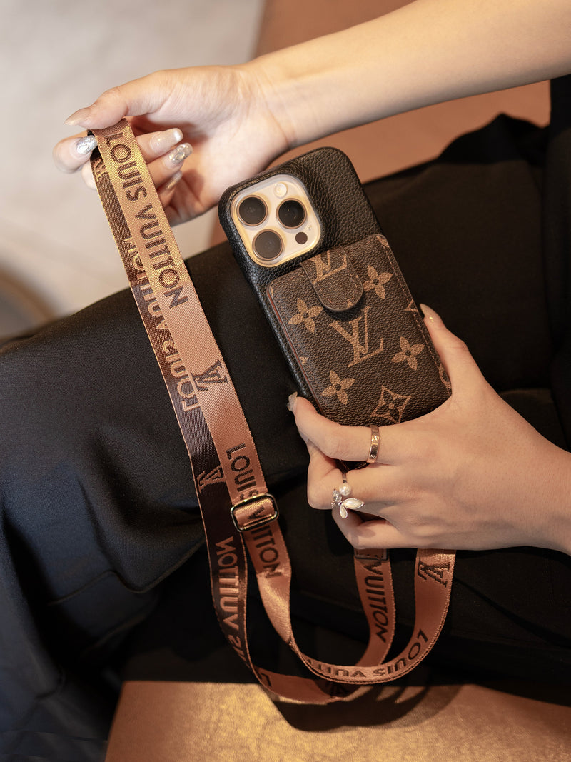 2025new arrivalAdvanced leather iPhone Case With Card Wallet And Strap