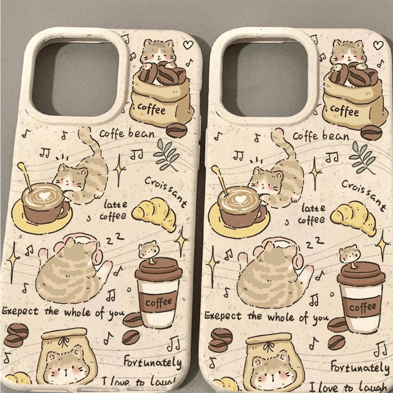 Coffee Cat Fun Life Illustration phone case