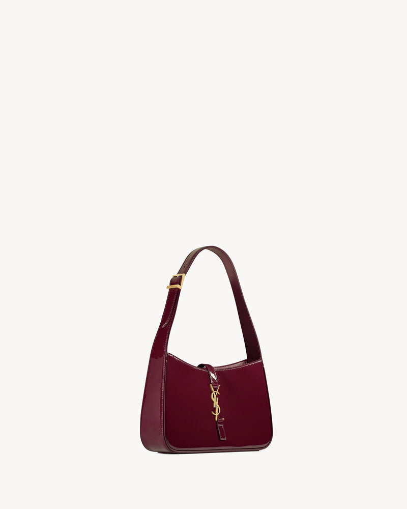 Saint Laurent Le 5 à 7 Patent Leather Hobo – Burgundy Elegance