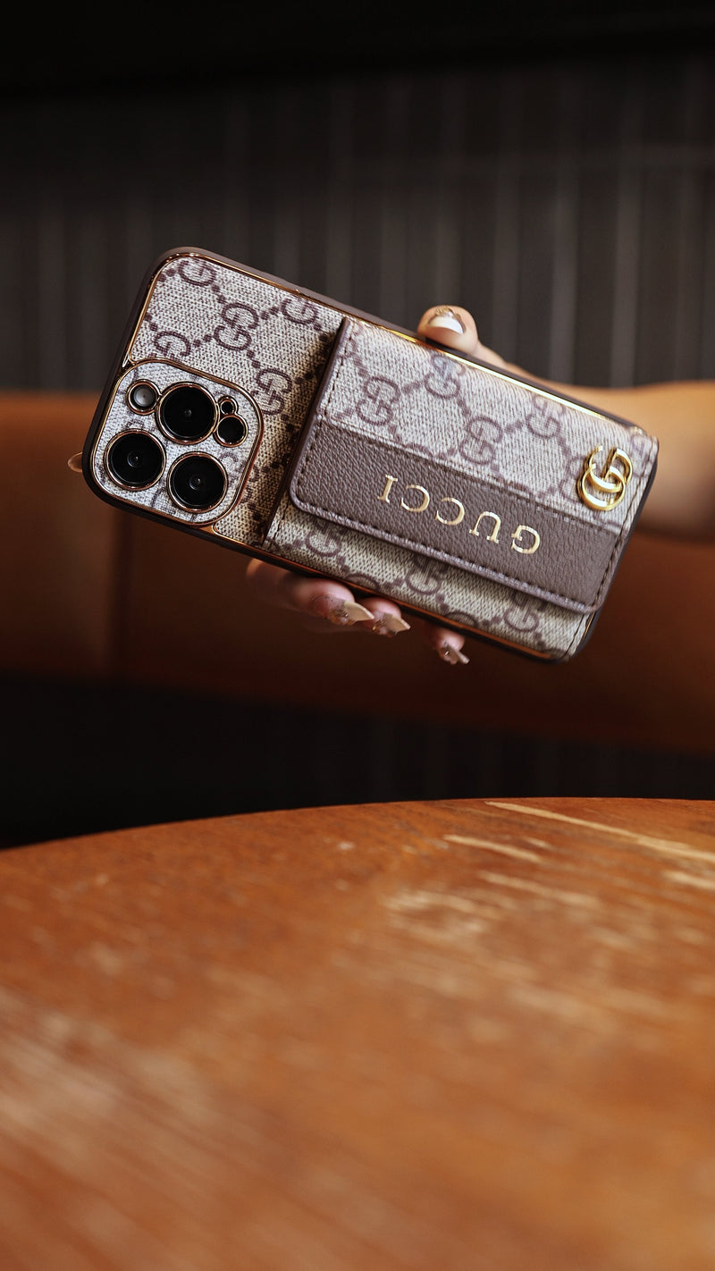 Luxury Stylish iPhone Case with Card Holder & Strap