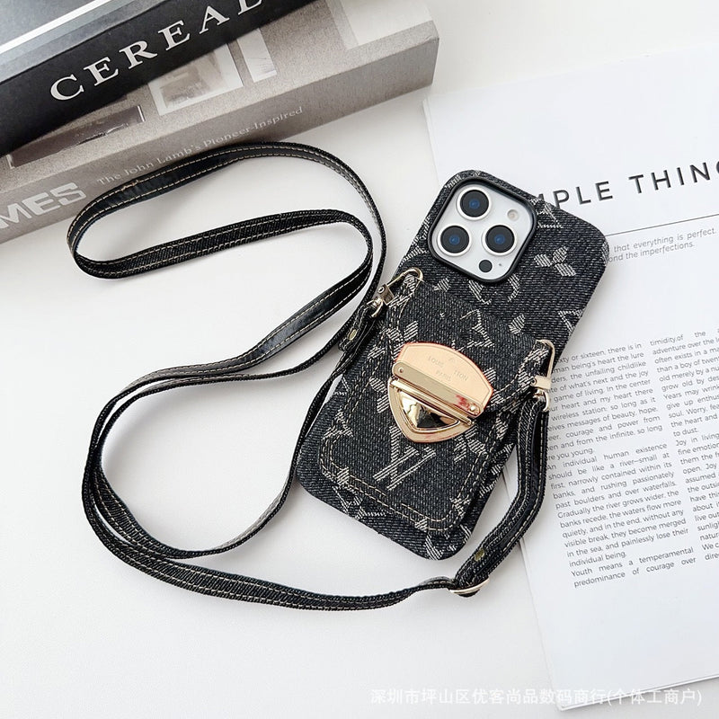 Luxury - Style Crossbody Magnetic Card - Holder iPhone Case