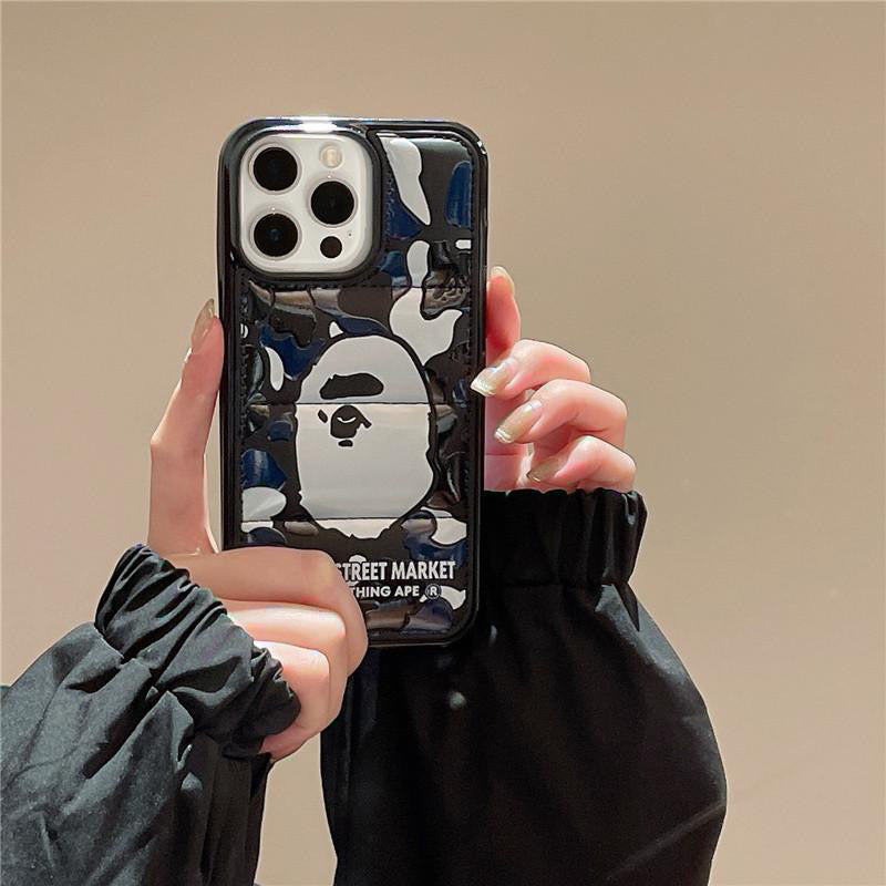 Black or Blue Camo Ape Puffer iPhone case