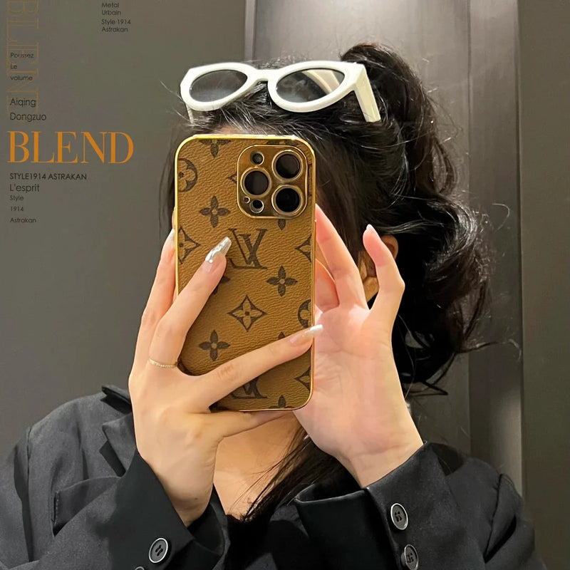 Lou Classic Monogram iPhone Case With Electroplated Gold Edges