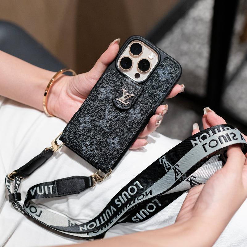 Luxury Crossbody iPhone Case with Card Holder & Strap