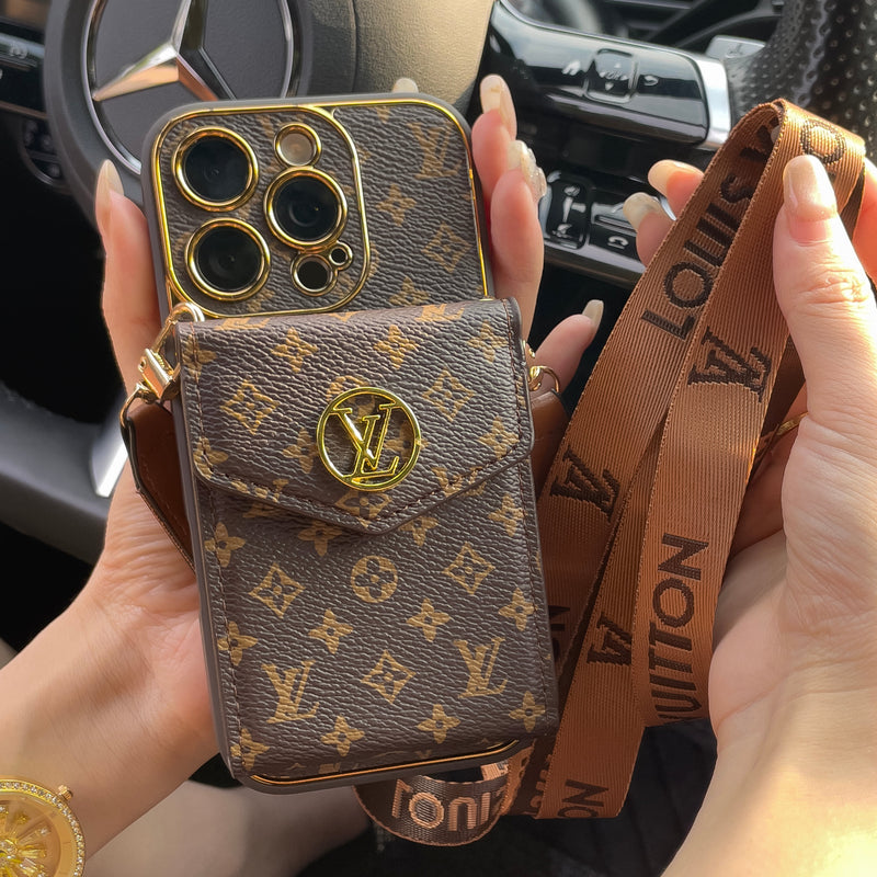 Luxury iPhone Case with Detachable Strap & Wallet Pocket