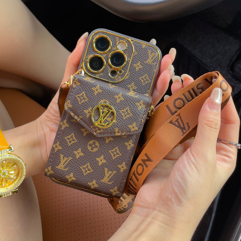Luxury iPhone Case with Detachable Strap & Wallet Pocket