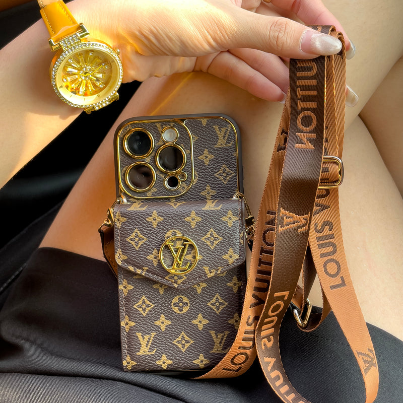 Luxury iPhone Case with Detachable Strap & Wallet Pocket