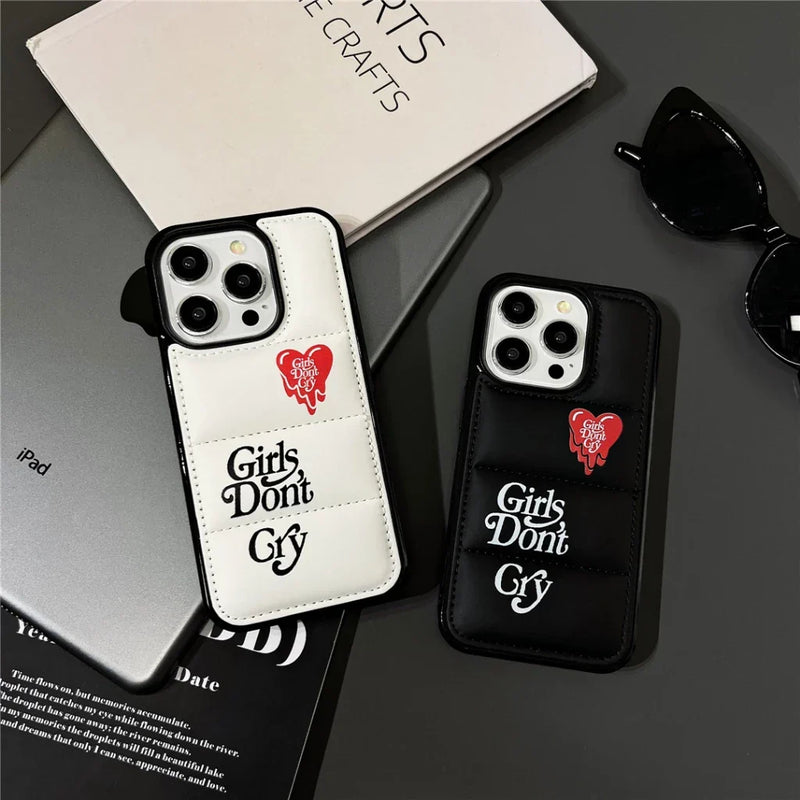 Don't Cry Heart Puffy iPhone Case