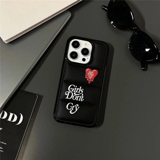 Don't Cry Heart Puffy iPhone Case