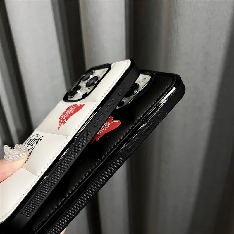 Don't Cry Heart Puffy iPhone Case