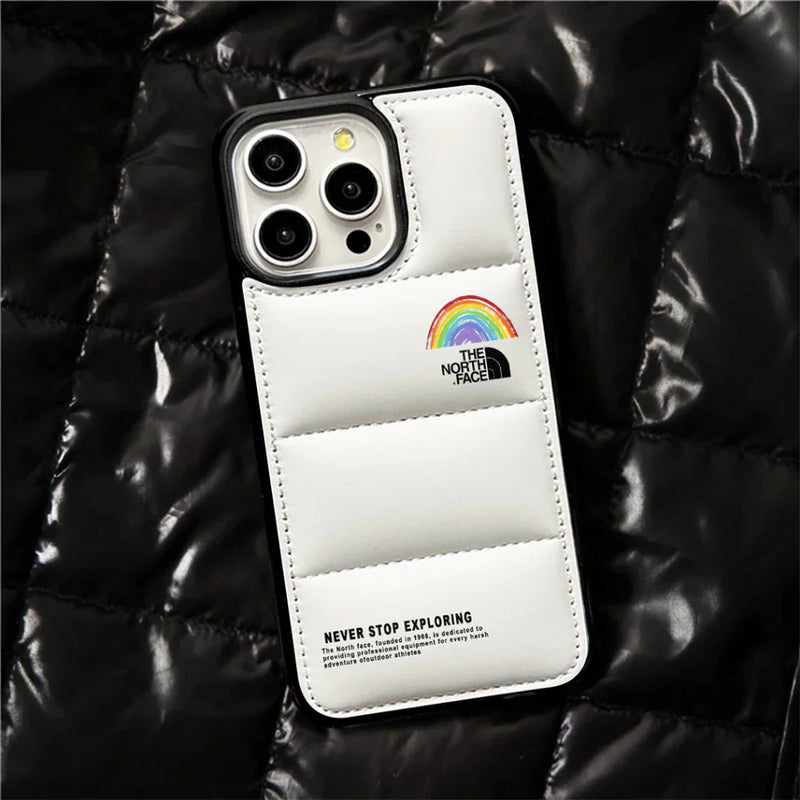 Never Stop Exploring Puffer iPhone case