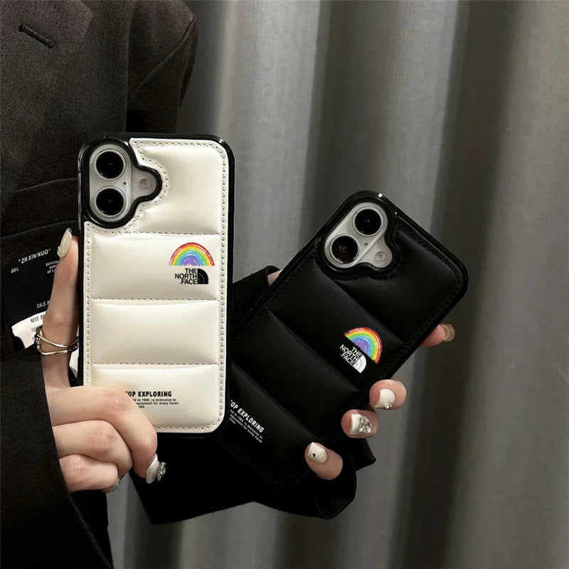 Never Stop Exploring Puffer iPhone case