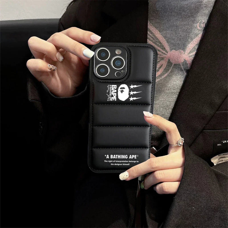 Ape  Design Black Down Filled Puffer iPhone case