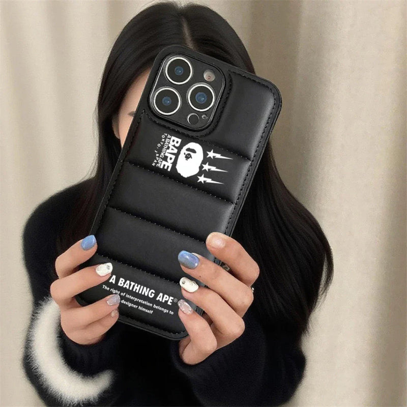 Ape  Design Black Down Filled Puffer iPhone case