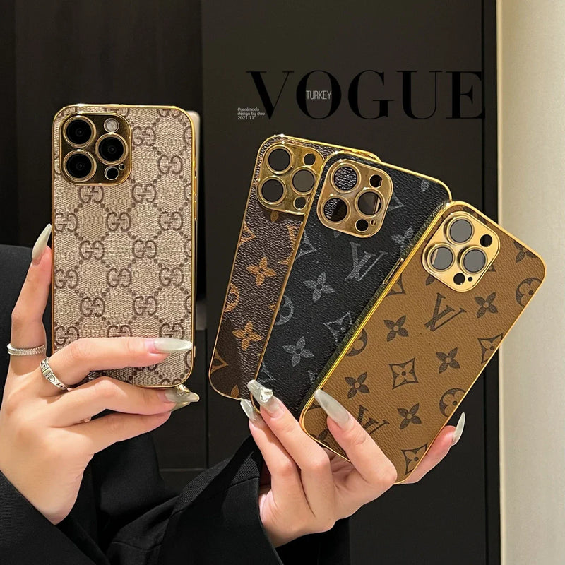 Lou Classic Monogram iPhone Case With Electroplated Gold Edges