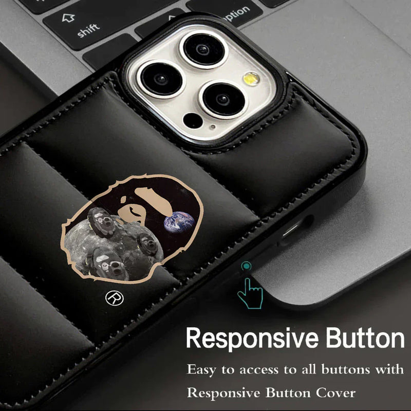 Metallic Ape Design Down Filled Puffer Phone case