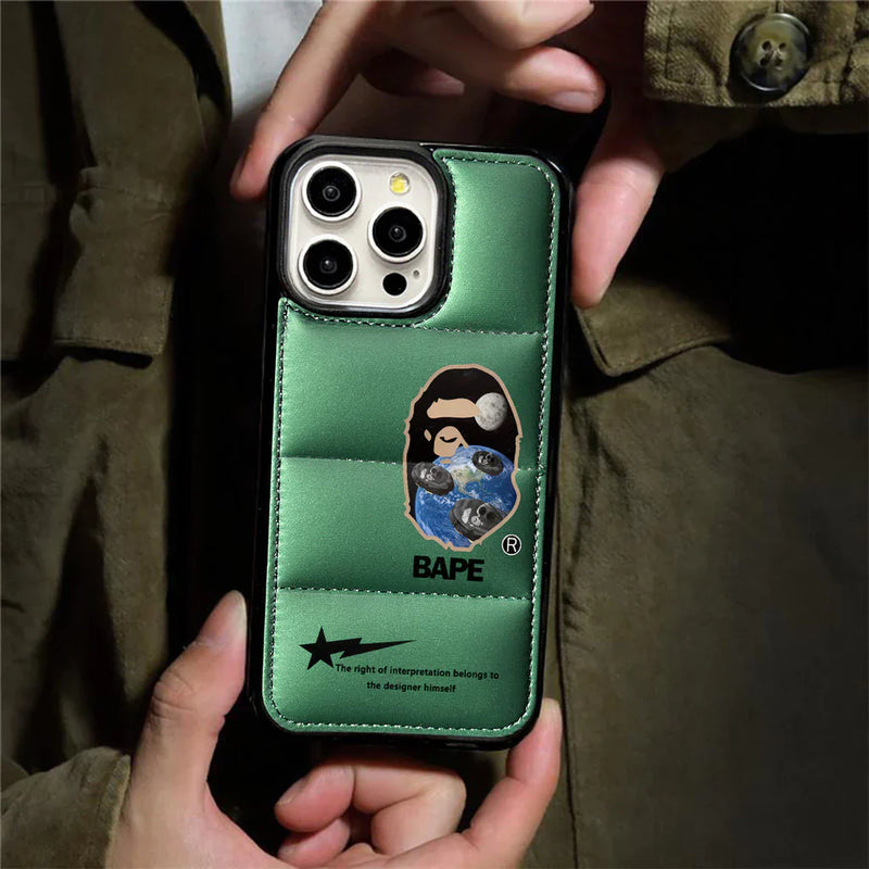 Metallic Ape Design Down Filled Puffer Phone case