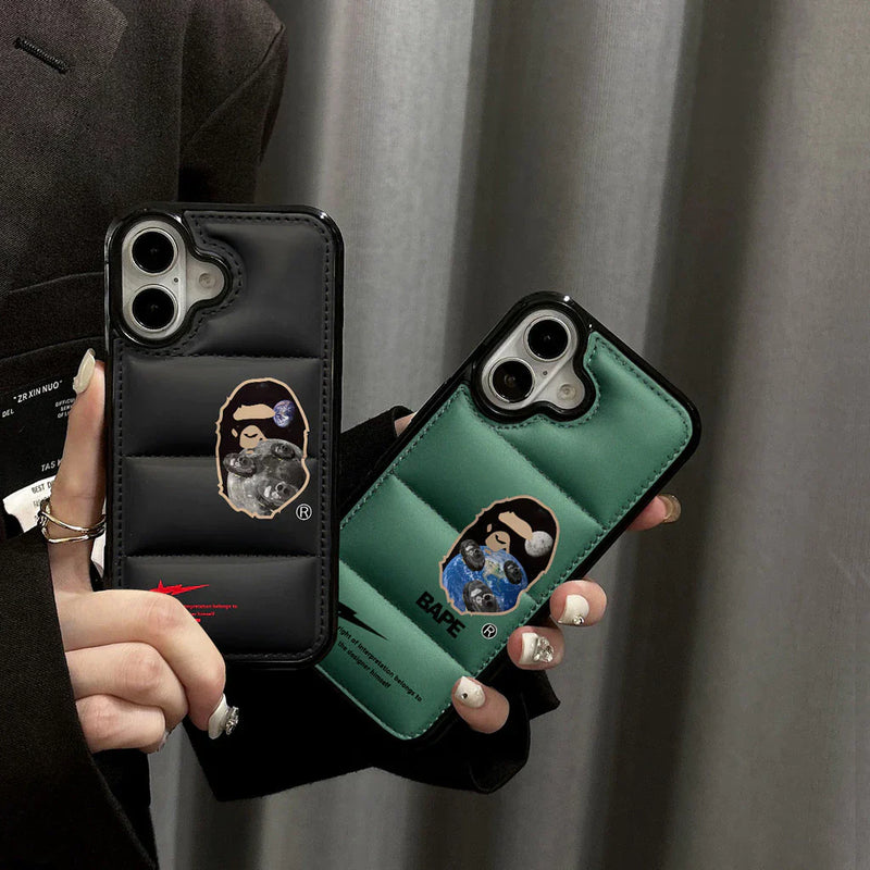 Metallic Ape Design Down Filled Puffer Phone case