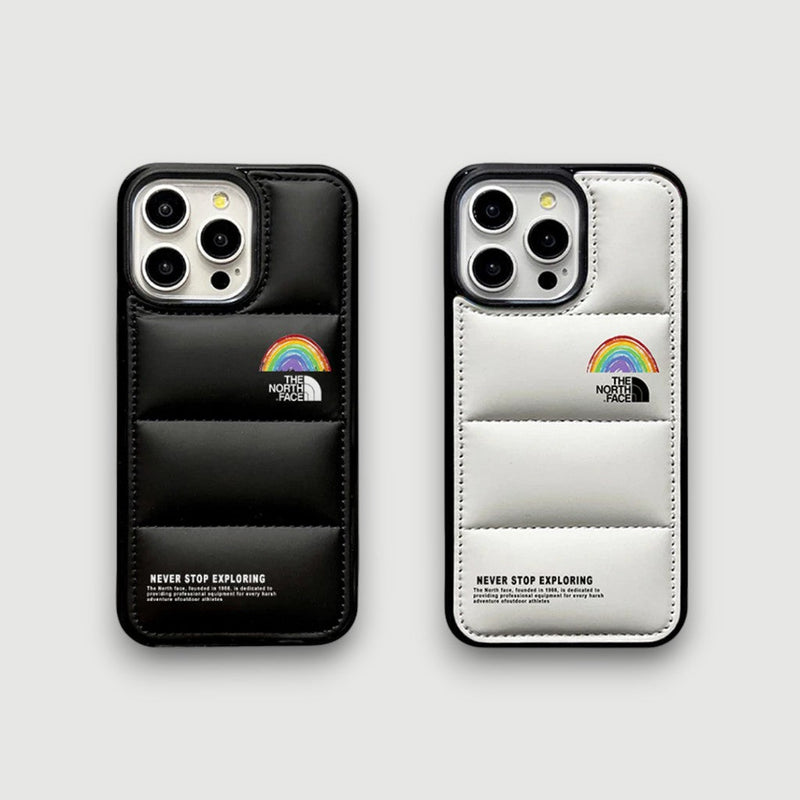 Never Stop Exploring Puffer iPhone case